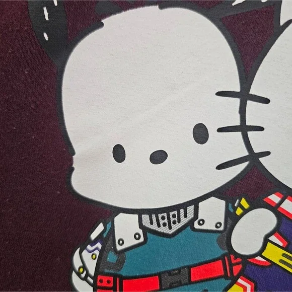 Hello Kitty My Hero Academia Hoodie 2XL Sanrio Anime Burgundy Otaku Streetwear - Picture 6 of 14